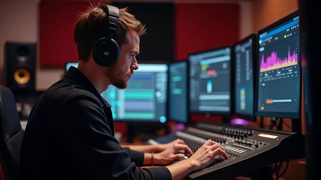 Inženýr v práci s audio vybavením